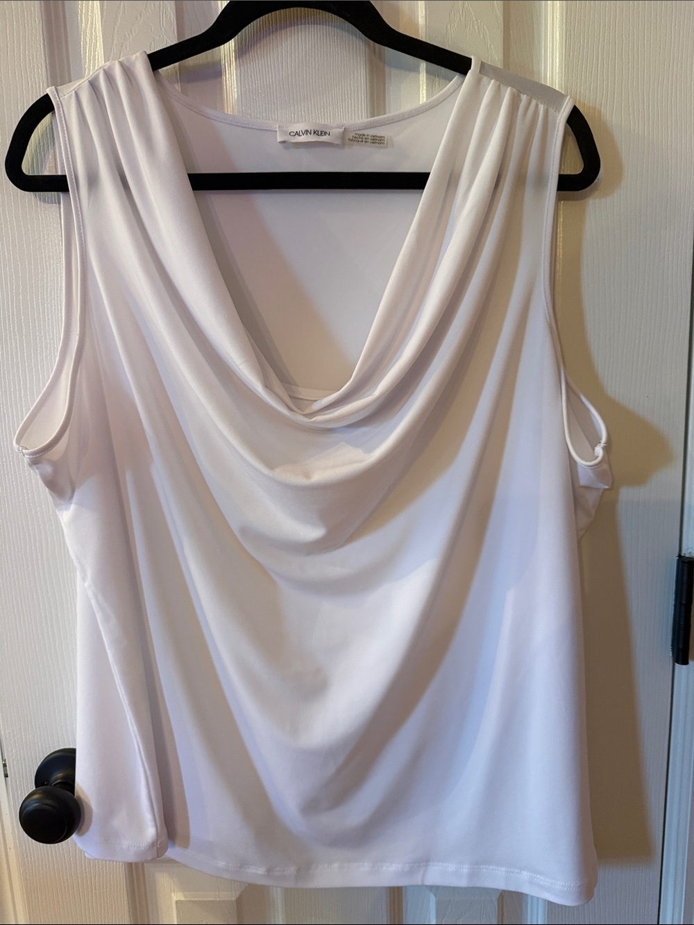 Calvin Klein White Sleeveless Cowl Neck Top